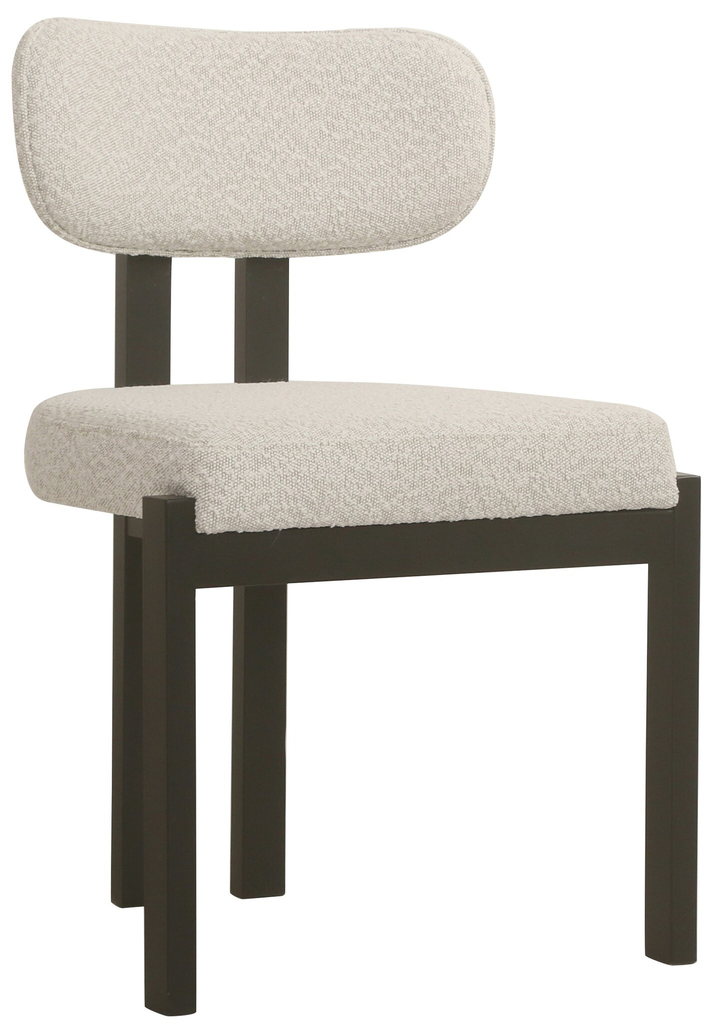 Eetkamerstoel Trisano Bouclé Teddy stof - Zwart eikenhout