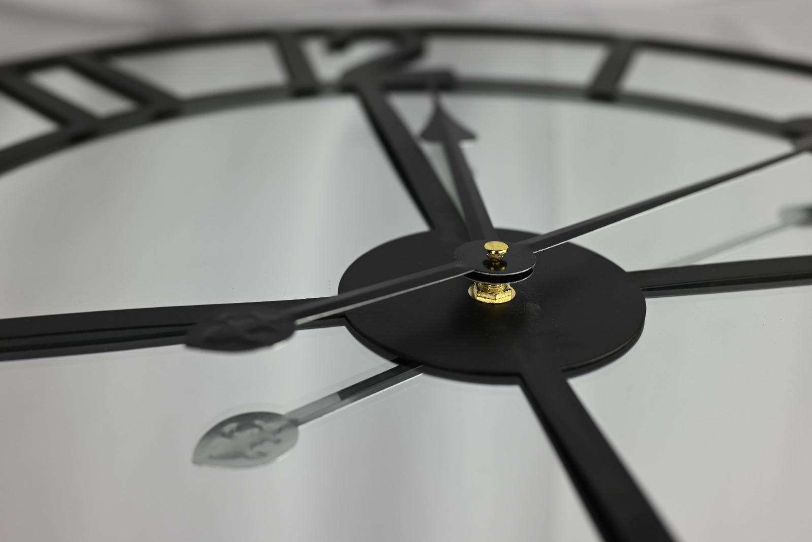 Luxe Wandklok Spiegelglas | Zwart Metaal 60 cm