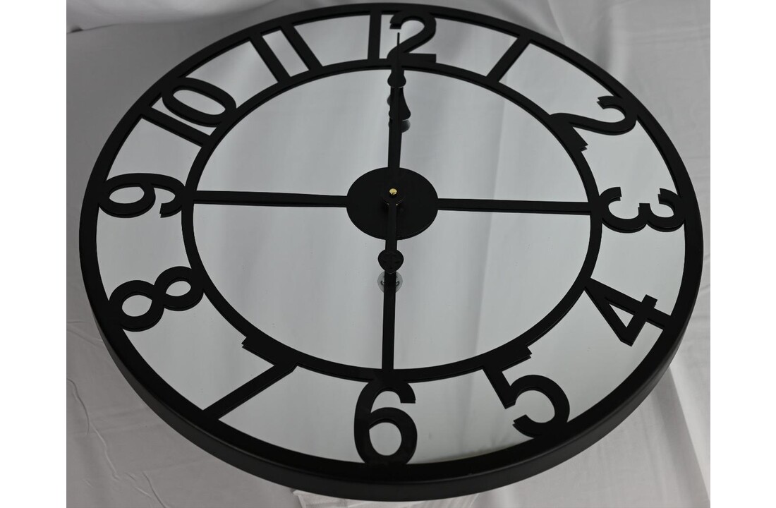 Luxe Wandklok Spiegelglas | Zwart Metaal 60 cm