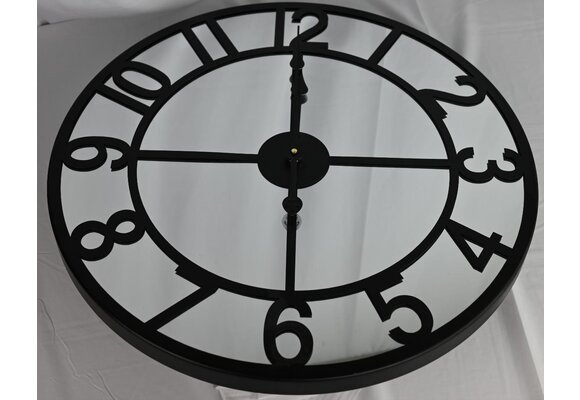 Luxe Wandklok Spiegelglas | Zwart Metaal 60 cm