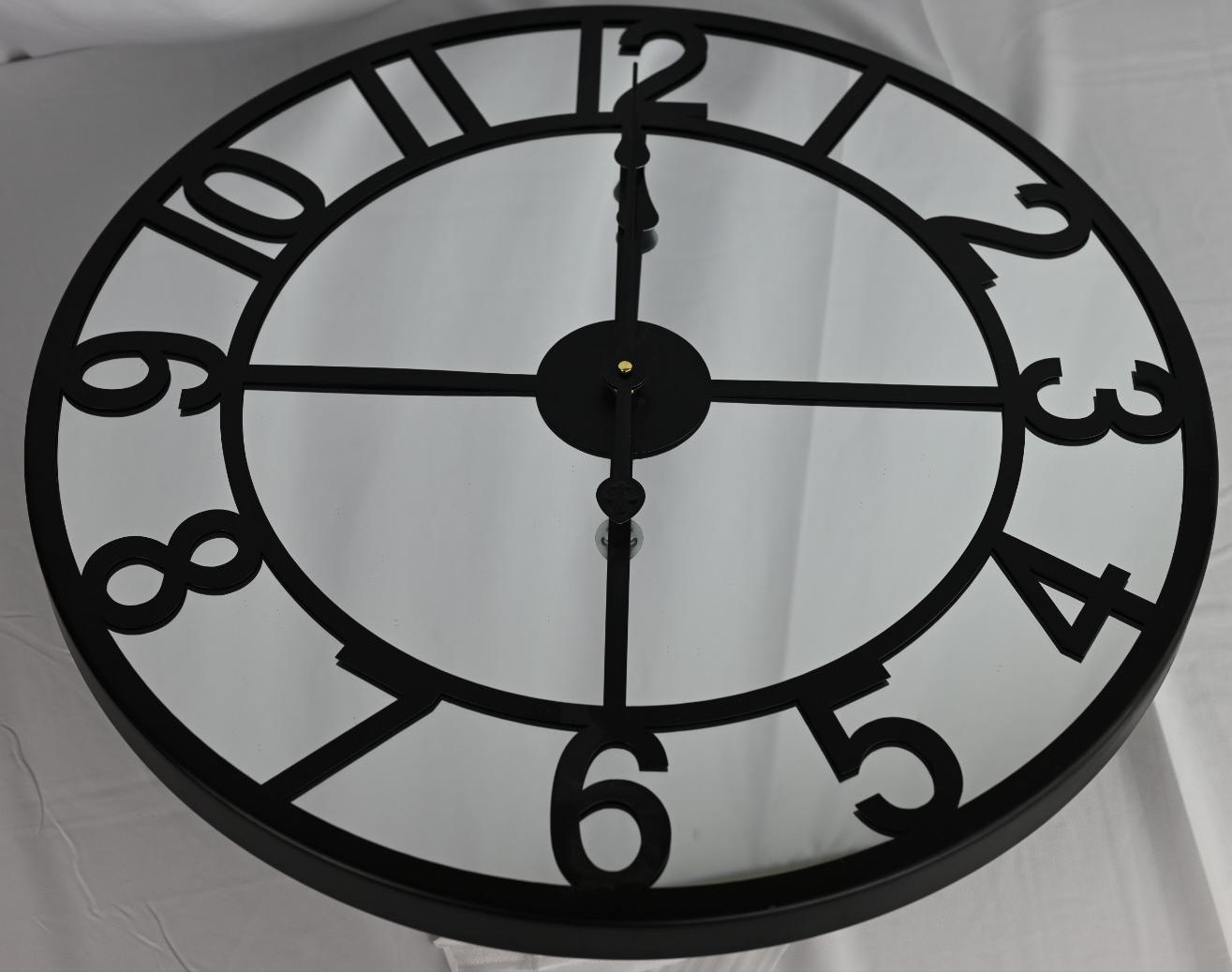 Luxe Wandklok Spiegelglas | Zwart Metaal 60 cm