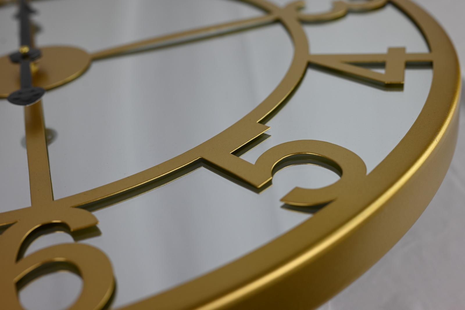 Luxe Wandklok Spiegelglas | Goud Metaal 60 cm