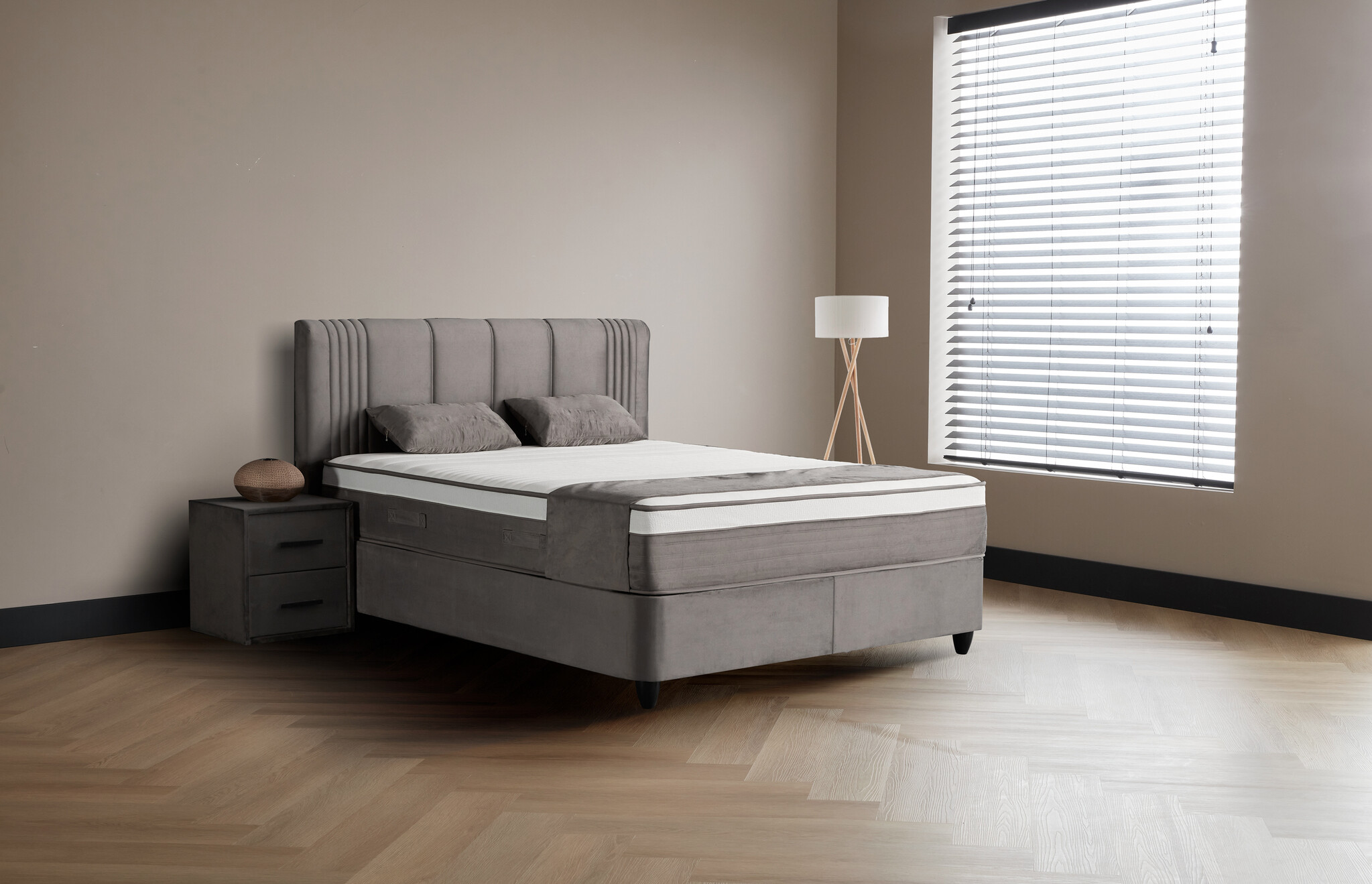 Boxspring Belicia - grijs - incl. matras