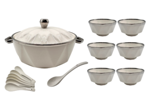 Soep Set Diamond - Wit/Zilver