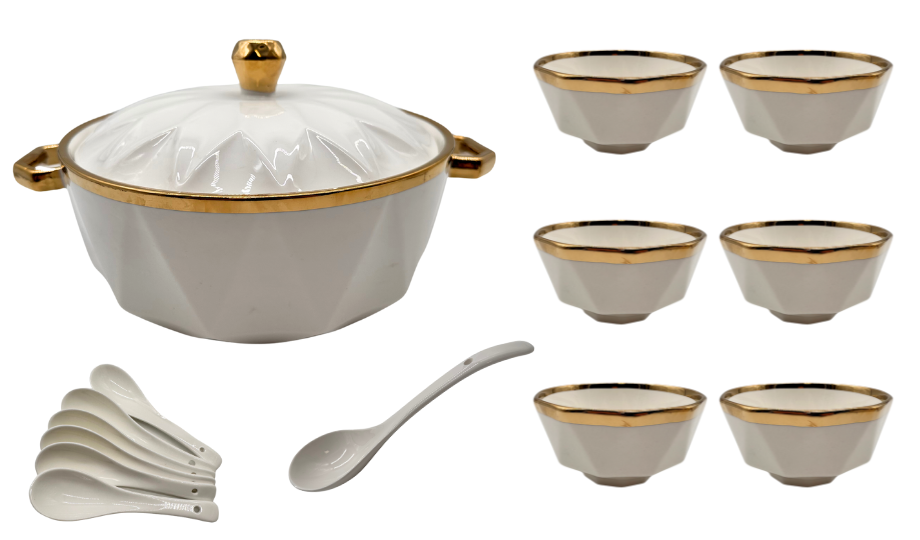 Soep Set Diamond - Wit/Goud