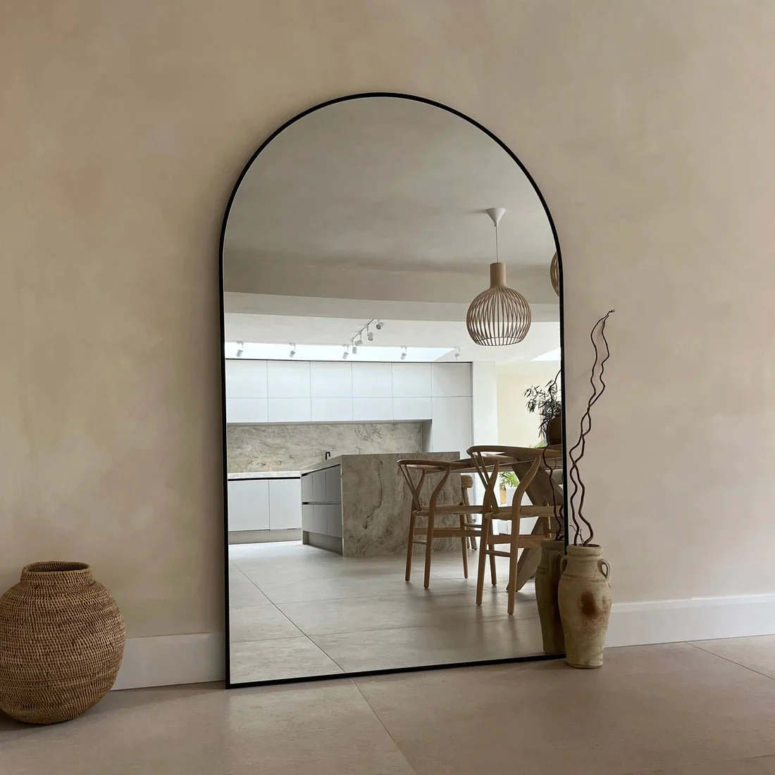 Boogspiegel Zwart 100x180 cm - Staand- en Hangsysteem