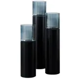 Luxe Windlicht op pilaar Zwart - 3 stuks: H90 + H110 + H130 cm