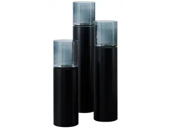 Luxe Windlicht op pilaar Zwart - 3 stuks