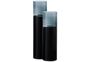 Luxe Windlicht op pilaar Zwart - 2 stuks