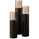 Luxe Windlicht op pilaar Bruin - 3 stuks: H90 + H110 + H130 cm
