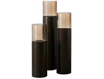 Luxe Windlicht op pilaar Bruin - 3 stuks