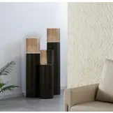Luxe Windlicht op pilaar Bruin - 3 stuks: H90 + H110 + H130 cm