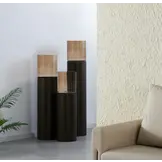 Luxe Windlicht op pilaar Bruin - 2 stuks: H90 + H110