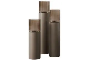 Luxe Windlicht op pilaar Champagne - 3 stuks