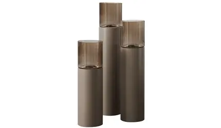 Luxe Windlicht op pilaar Champagne - 3 stuks