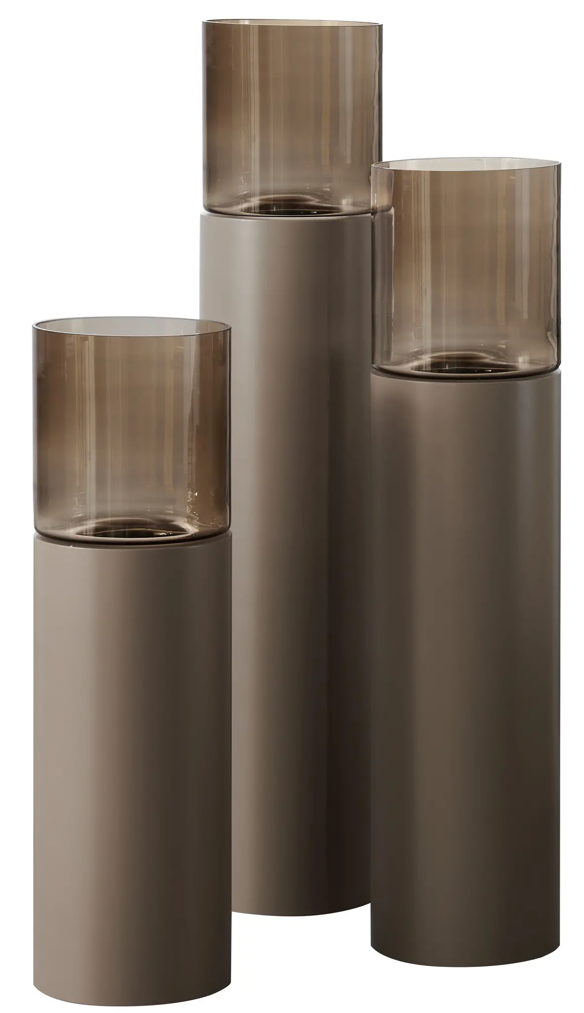 Luxe Windlicht op pilaar Champagne - 3 stuks: H90 + H110 + H130 cm