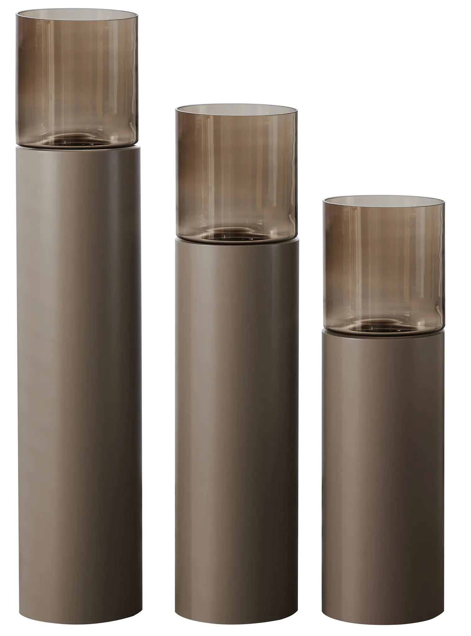 Luxe Windlicht op pilaar Champagne - 3 stuks: H90 + H110 + H130 cm