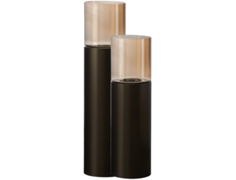 Luxe Windlicht op pilaar Bruin - 2 stuks