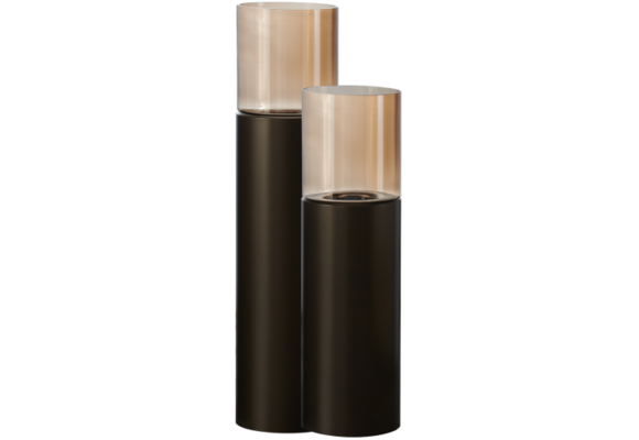 Luxe Windlicht op pilaar Bruin - 2 stuks