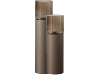 Luxe Windlicht op pilaar Champagne - 2 stuks