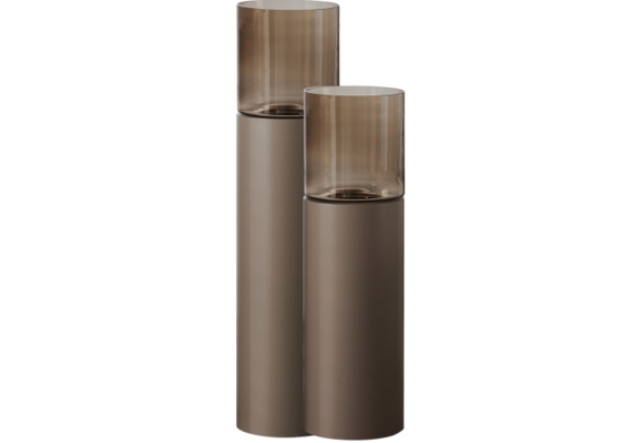 Luxe Windlicht op pilaar Champagne - 2 stuks