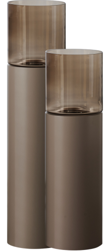 Luxe Windlicht op pilaar Champagne - 2 stuks: H90 + H110 cm