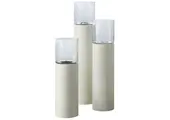 Luxe Windlicht op pilaar Crème - 3 stuks