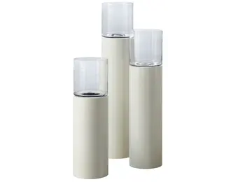 Luxe Windlicht op pilaar Crème - 3 stuks