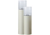 Luxe Windlicht op pilaar Crème - 2 stuks