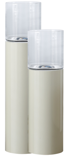 Luxe Windlicht op pilaar Crème - 2 stuks: H90 + H110 cm