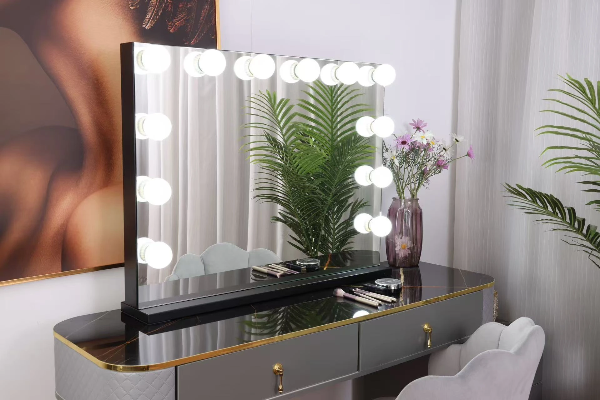 Hollywood spiegel 60 x 80 cm - Zwart