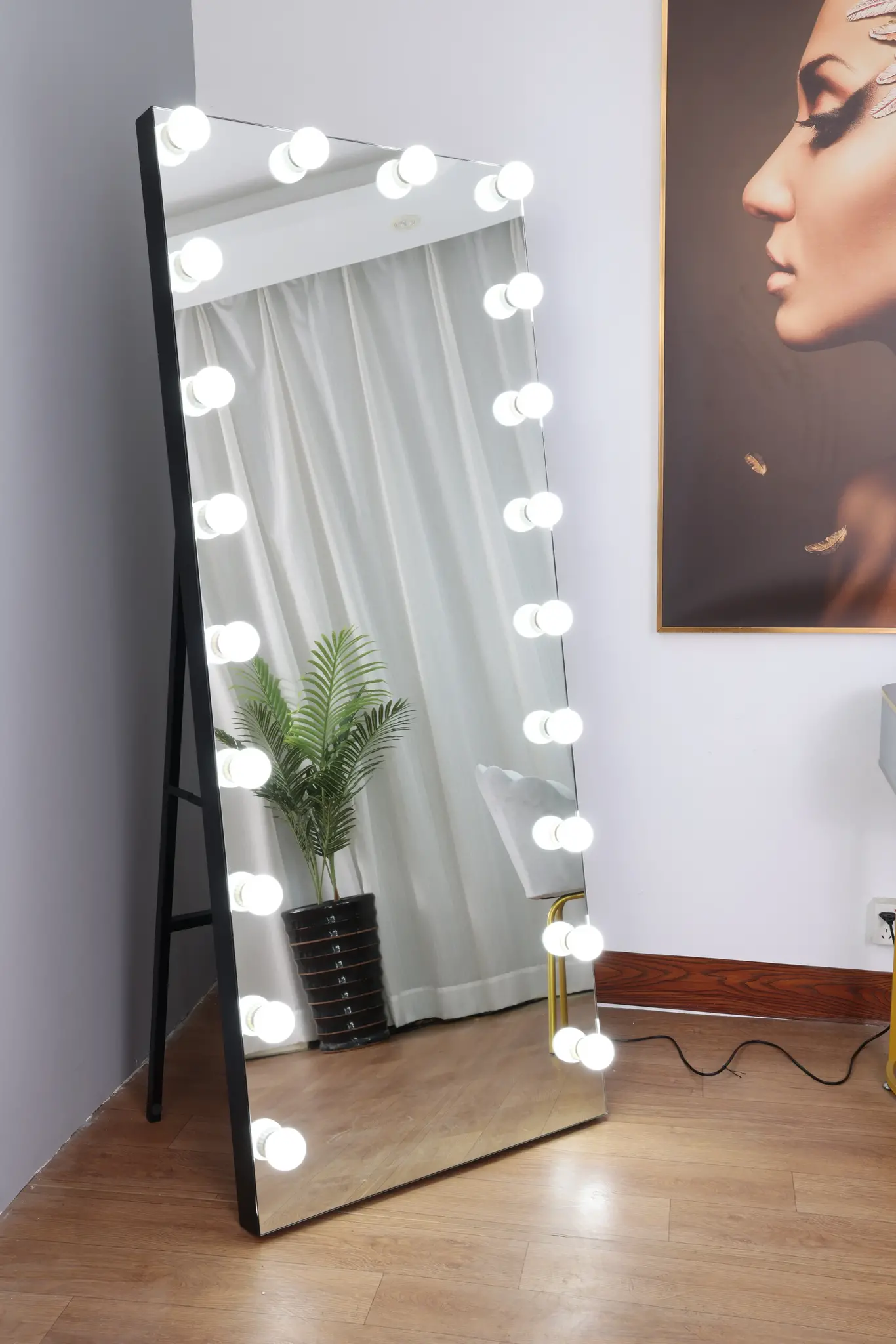 Hollywood passpiegel 70 x 170 cm - Zwart