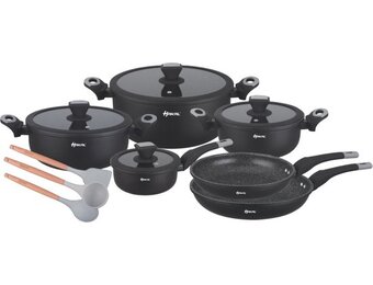Pannenset 13-delig | Zwart - Inductiebestendig