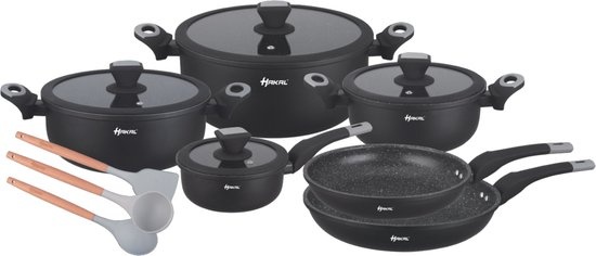 Pannenset 13-delig | Zwart - Inductiebestendig