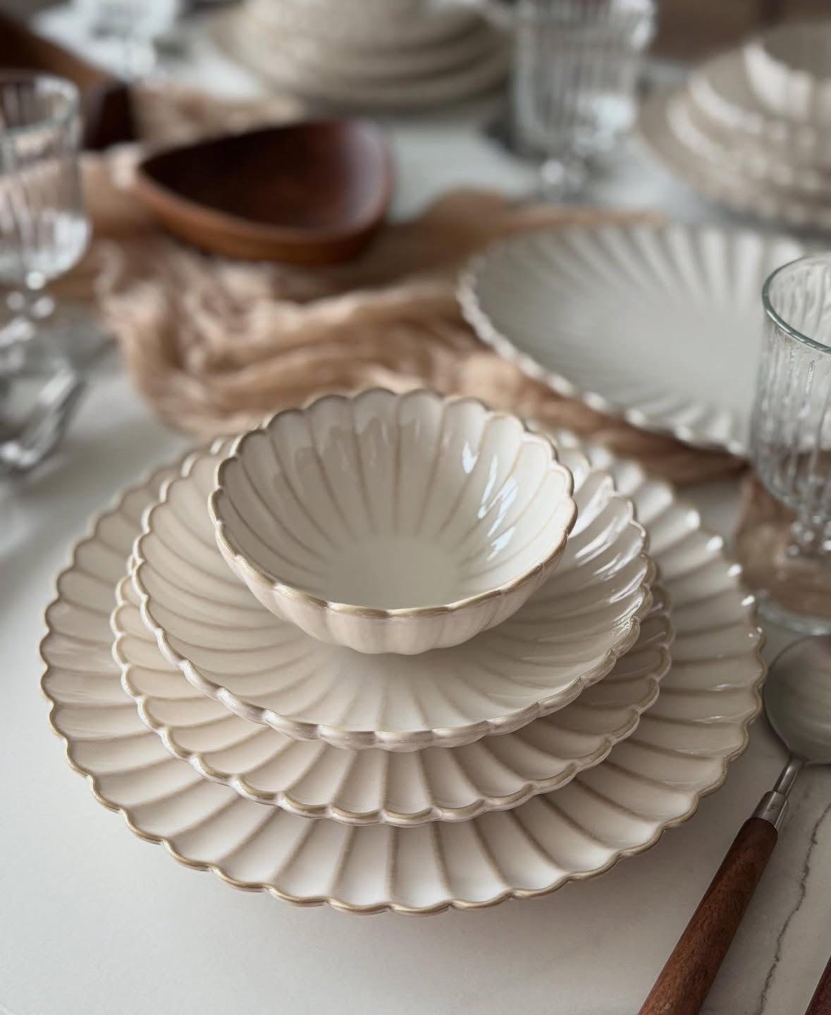 Bricard Lotus Paris Serviesset 25-Delig - Porselein - Taupe