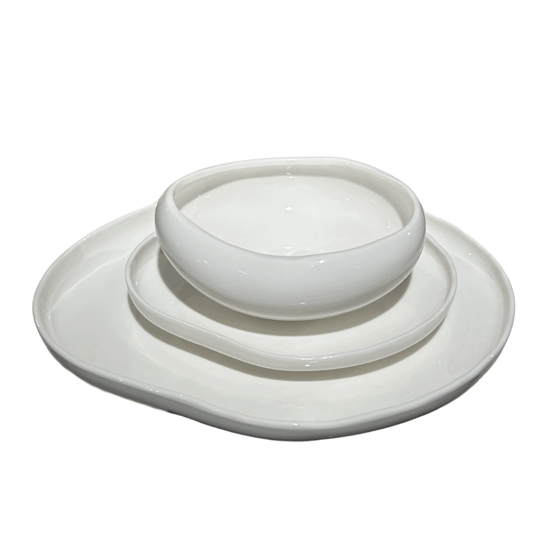 Bricard Barles Serviesset 25 delig - Porselein - Wit - Organisch