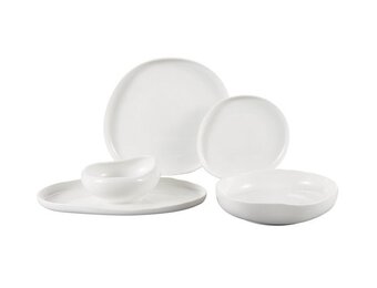 Bricard Barles Serviesset 25 delig - Porselein - Wit - Organisch