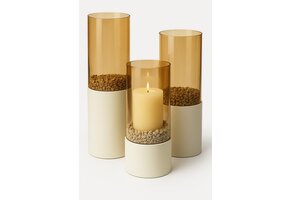 Luxe Windlicht Tafelmodel - Crème - Set van 3