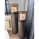 Luxe Windlicht op pilaar Bruin - 110 cm
