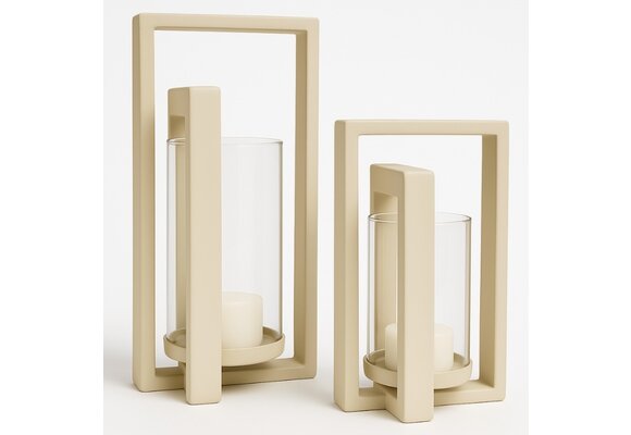 Kaarshouder Joly - Crème - Set van 2