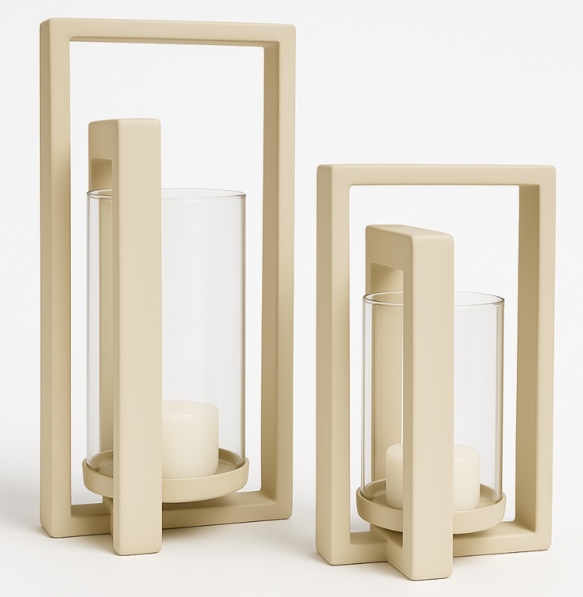 Kaarshouder Joly - Crème - Set van 2