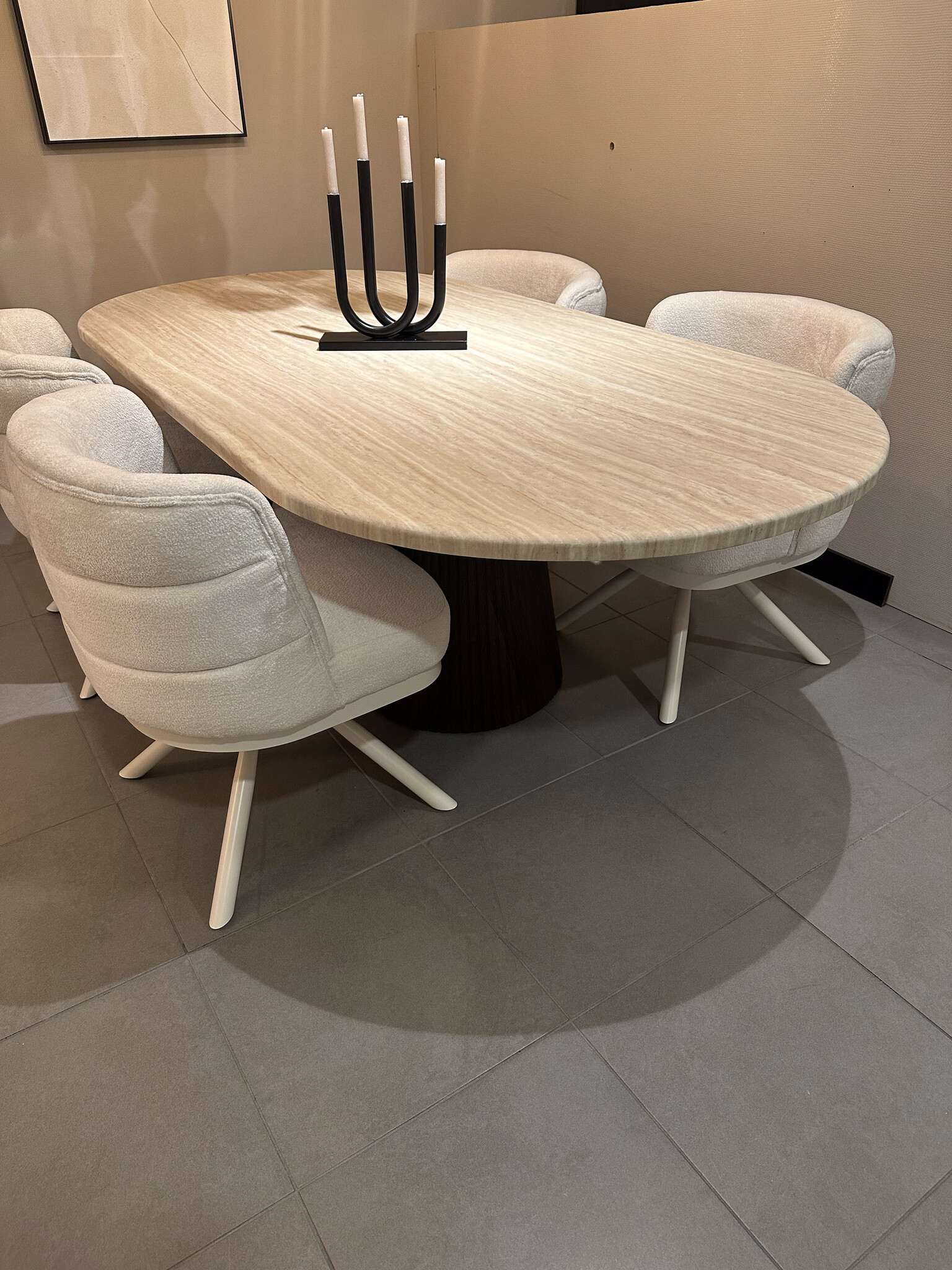 Eettafel Kimberly - Travertin | Ovaal - Bruin