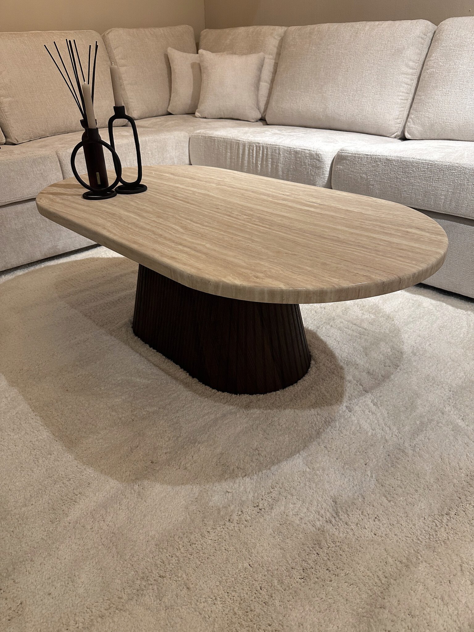 Salontafel Kimberly - Travertin | Ovaal - Bruin