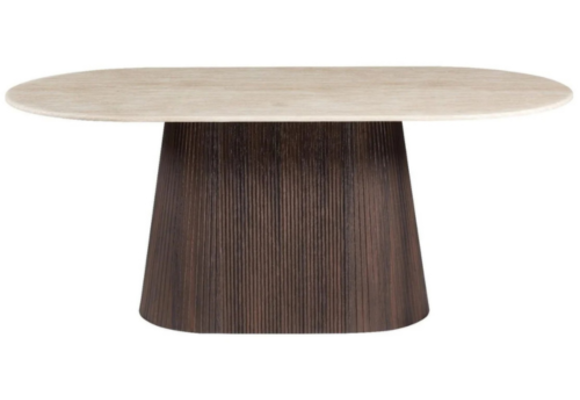 Eettafel Kimberly - Travertin | Ovaal - Bruin