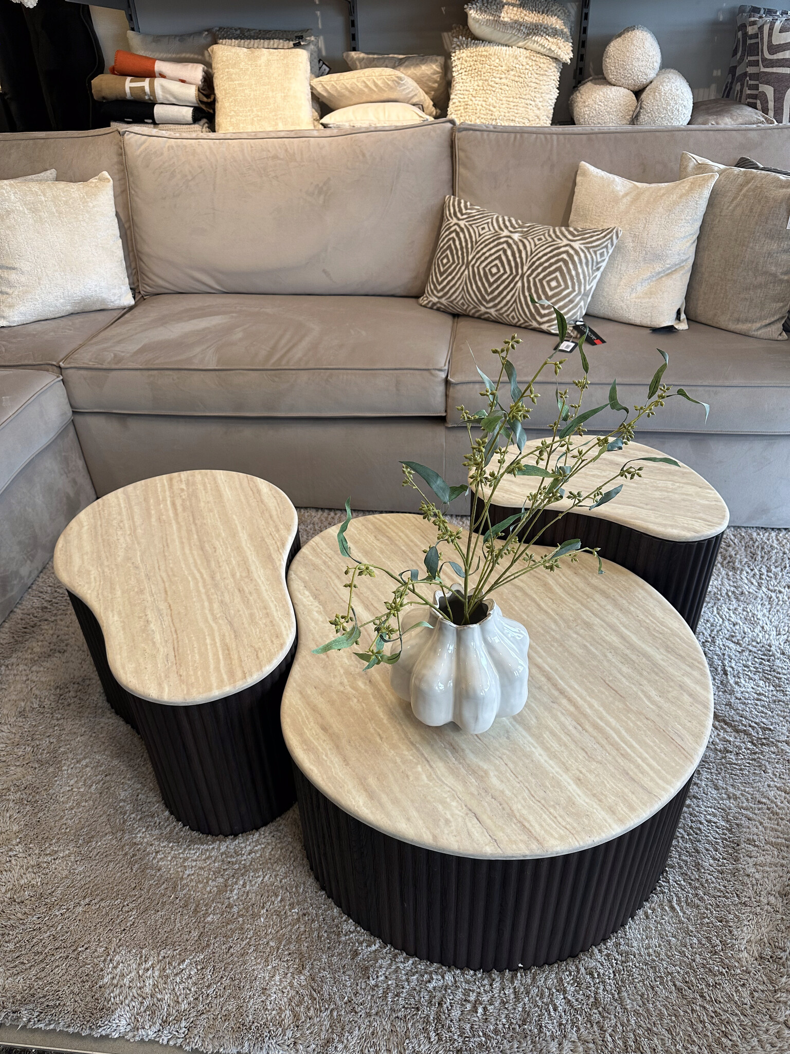Salontafel Kimberly set van 3 - Travertin | Ovaal - Bruin