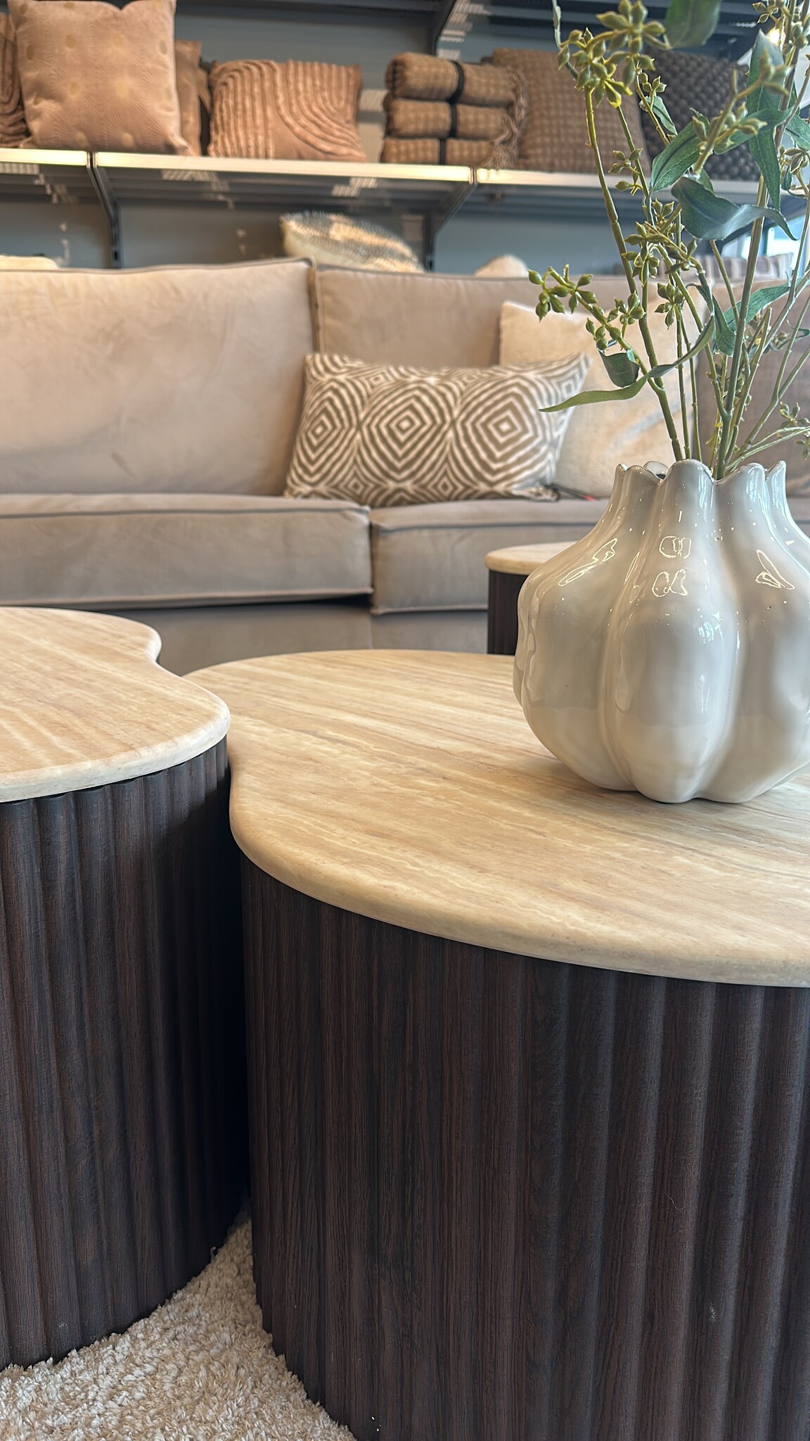 Salontafel Kimberly set van 3 - Travertin | Ovaal - Bruin