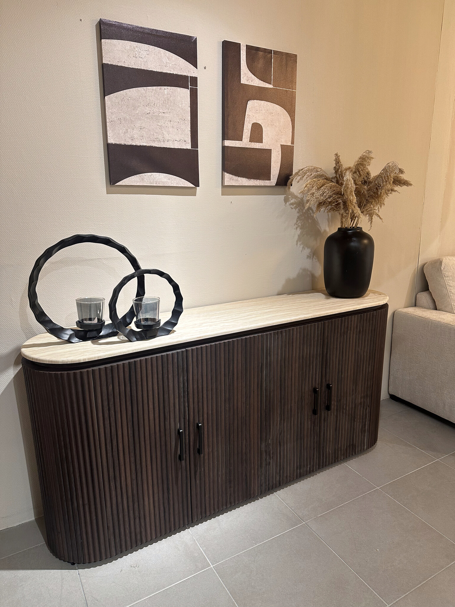 Dressoir Kimberly - Travertin | Ovaal - Bruin