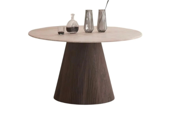 Eettafel Kimberly - Travertin | Rond - Bruin