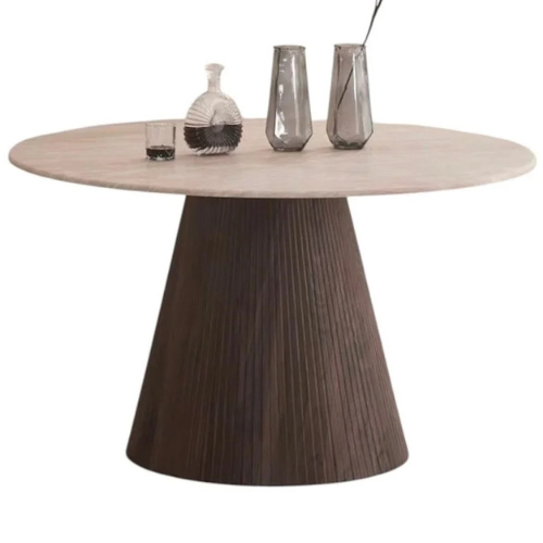 Eettafel Kimberly - Travertin | Rond - Bruin