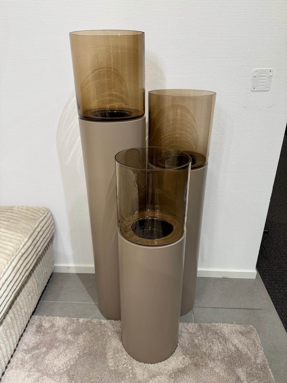 Luxe Windlicht op pilaar Champagne - 3 stuks: H90 + H110 + H130 cm